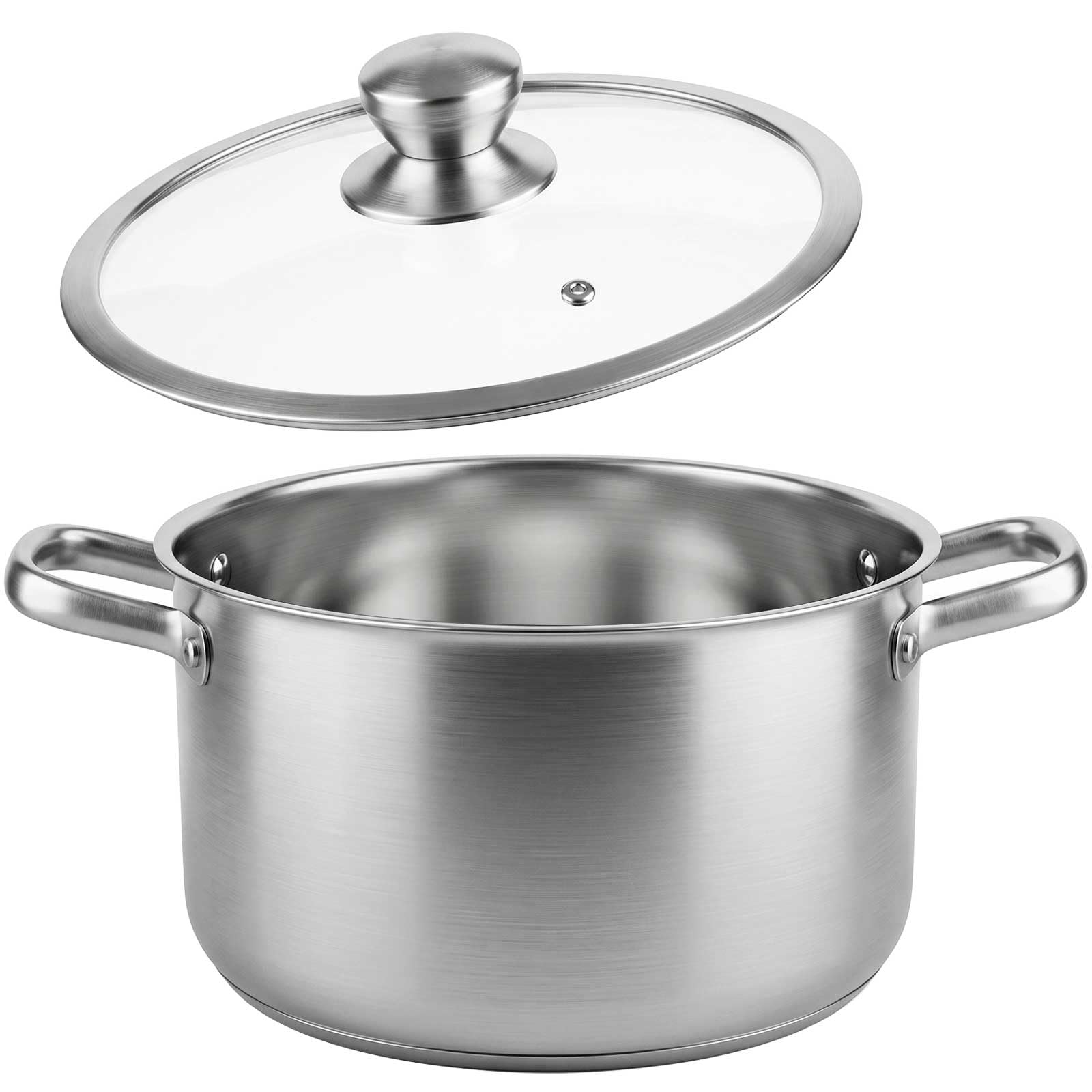 Greentainer Stainless Steel Stock Pot, 6L Heavy Duty Induction Cooking Pot with Visible Lid for Pasta, Soup, Spaghetti, Thick Bottom Stockpot Sauce Pot Cookware for Canning, Boiling, Simmer