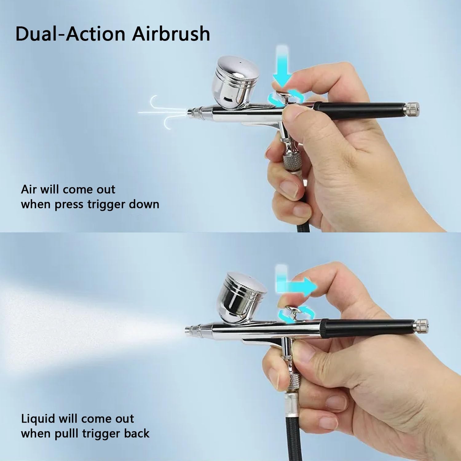 Kit aerografo con compressore, set di aerografo a doppia azione per pittura, trucco, unghie e decorazione di torte, include ugelli multipli