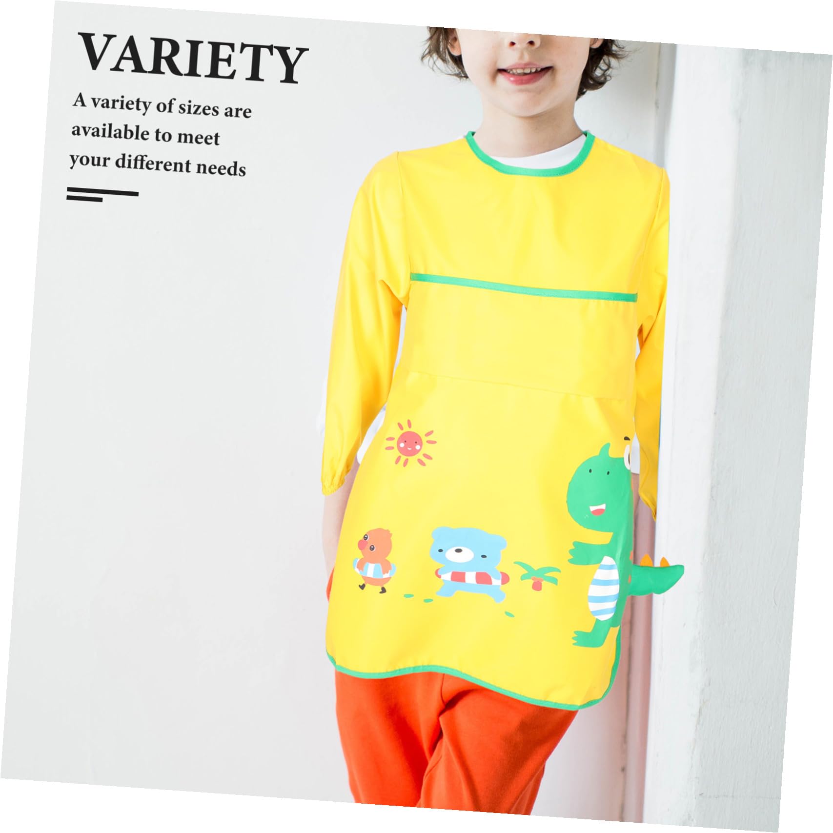 ibasenice 3pièces Tablier Garçon Fille Longue Manche Étanche Avec Motif De Dinosaures Smock De Peinture Et Cuisine Pour Garçons Et Filles