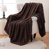 Vista 42 de Bnuitland - Manta de franela marrón con funda de almacenamiento, 300 GSM, manta de sofá súper suave con patrón de rayas de forro polar para bebés