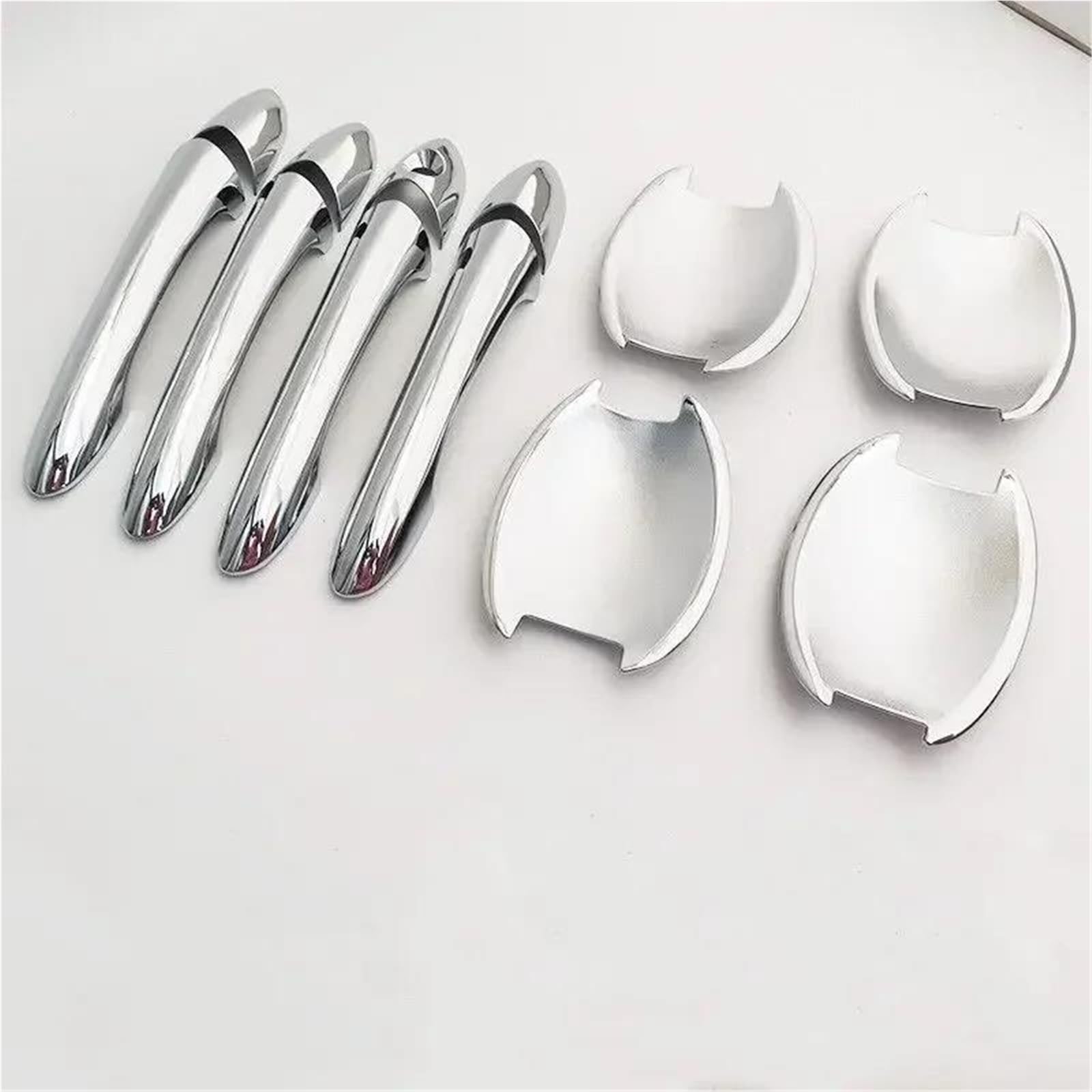 TRFBD Decorative Cover for Hyundai for Sonata for I45 2011-2014 Glossy Black Chrome Car Door Handle Cover Trim Sticker Styling Accessories(Silver Handle-Bowl)