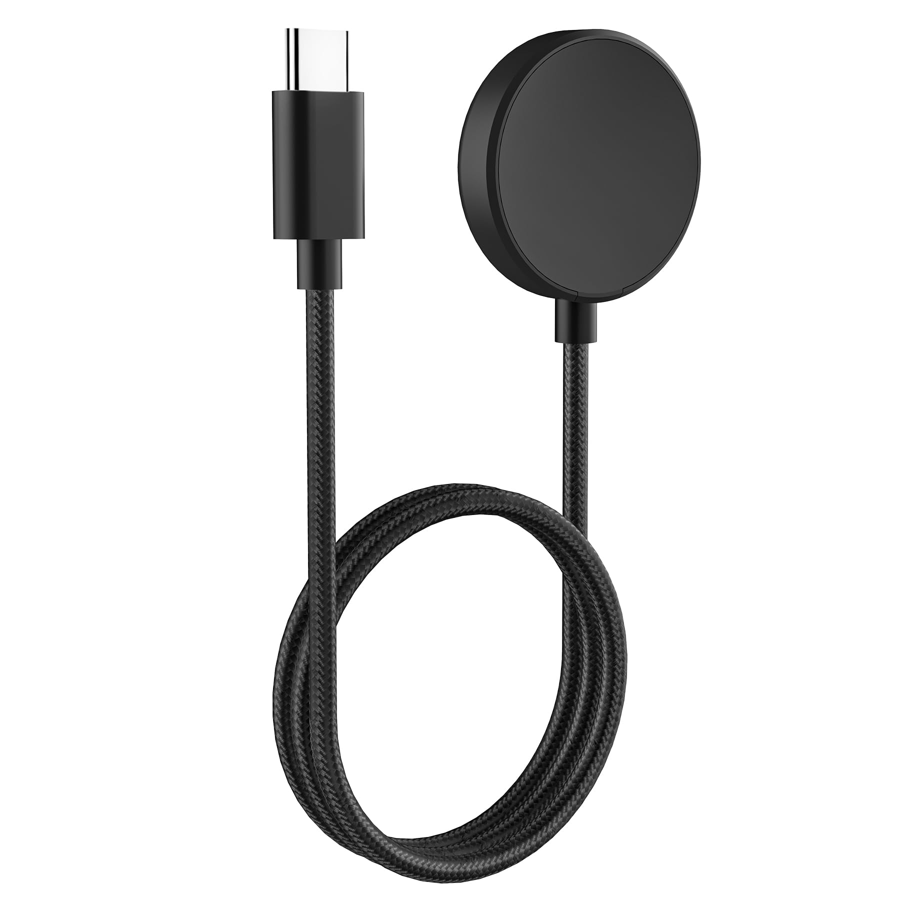 Tebiemao USB C Nylon Galaxy Watch Charger for Samsung Galaxy Watch 7/6/5/4/3/Active 2/Active, Charging Cable, Black