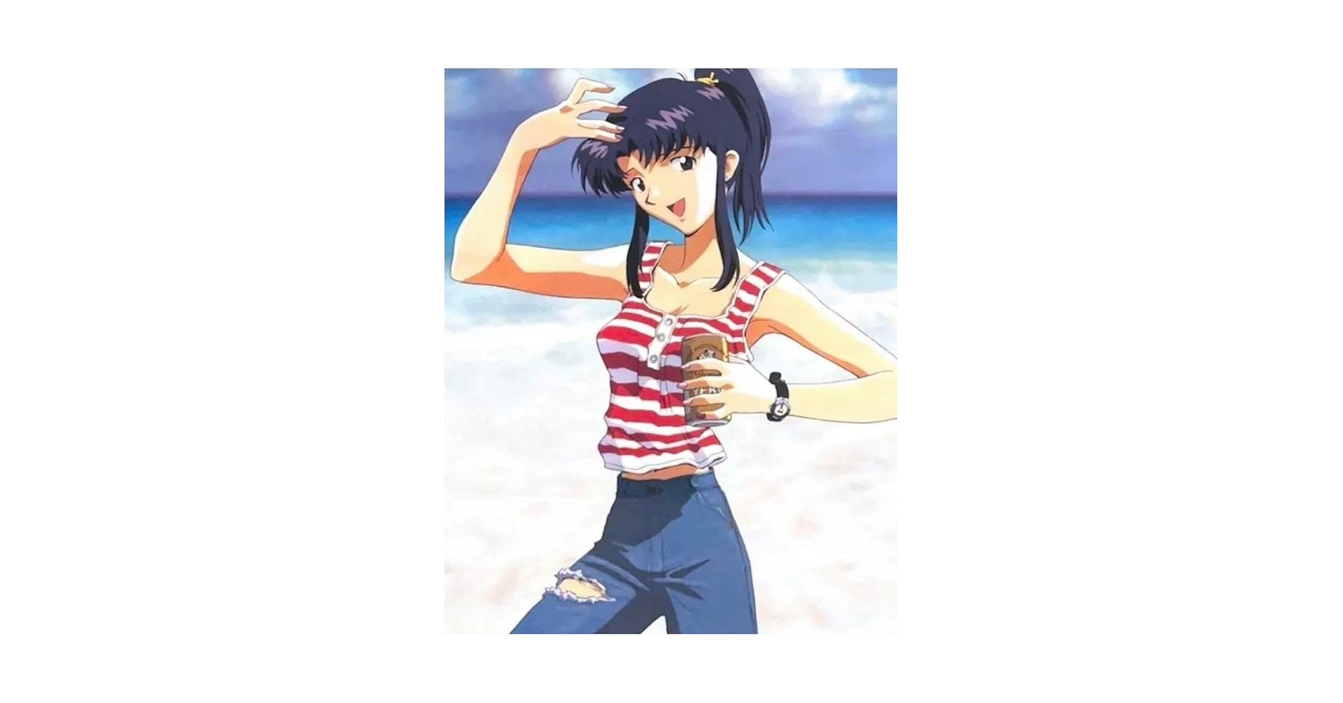 Amazon.co.jp: 廃盤 B2 ポスター 葛城ミサト 海辺 ビール : ホビー