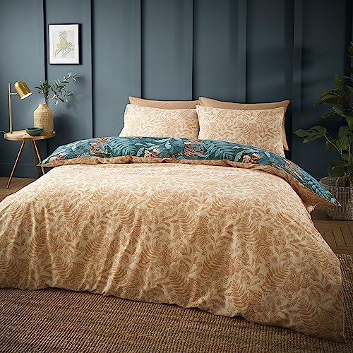Catherine Lansfield Tropic Tiger Leaf Reversible Single Duvet Cover Set with Pillowcase Green - Cosy Home Interiors Catherine Lansfield Tropic Tiger Leaf Reversible Single Duvet Cover Set with Pillowcase Green - Image 3
