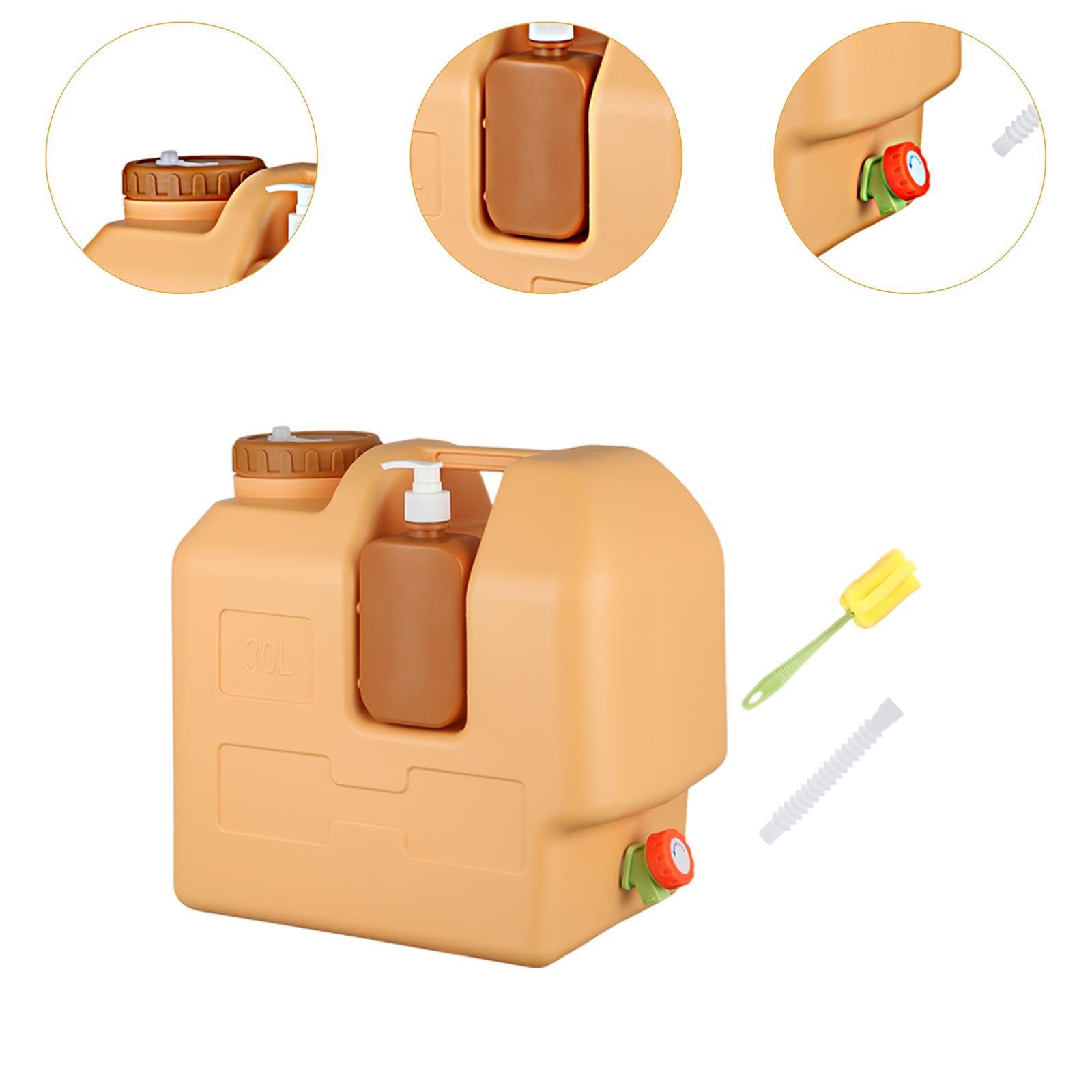 Contenedor de Agua con Grifo de Lata con Dispensador de Jabón Portátil, Almacenamiento de Alimentos de para Acampar Y Barbacoas.