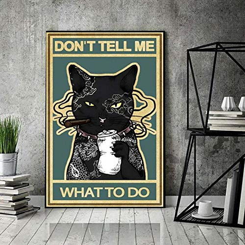 Targa In Metallo 'Don't Tell Me What To Do' 20x30 Cm - Poster Divertente Con Gatto E Occhiali Da Sole - 3