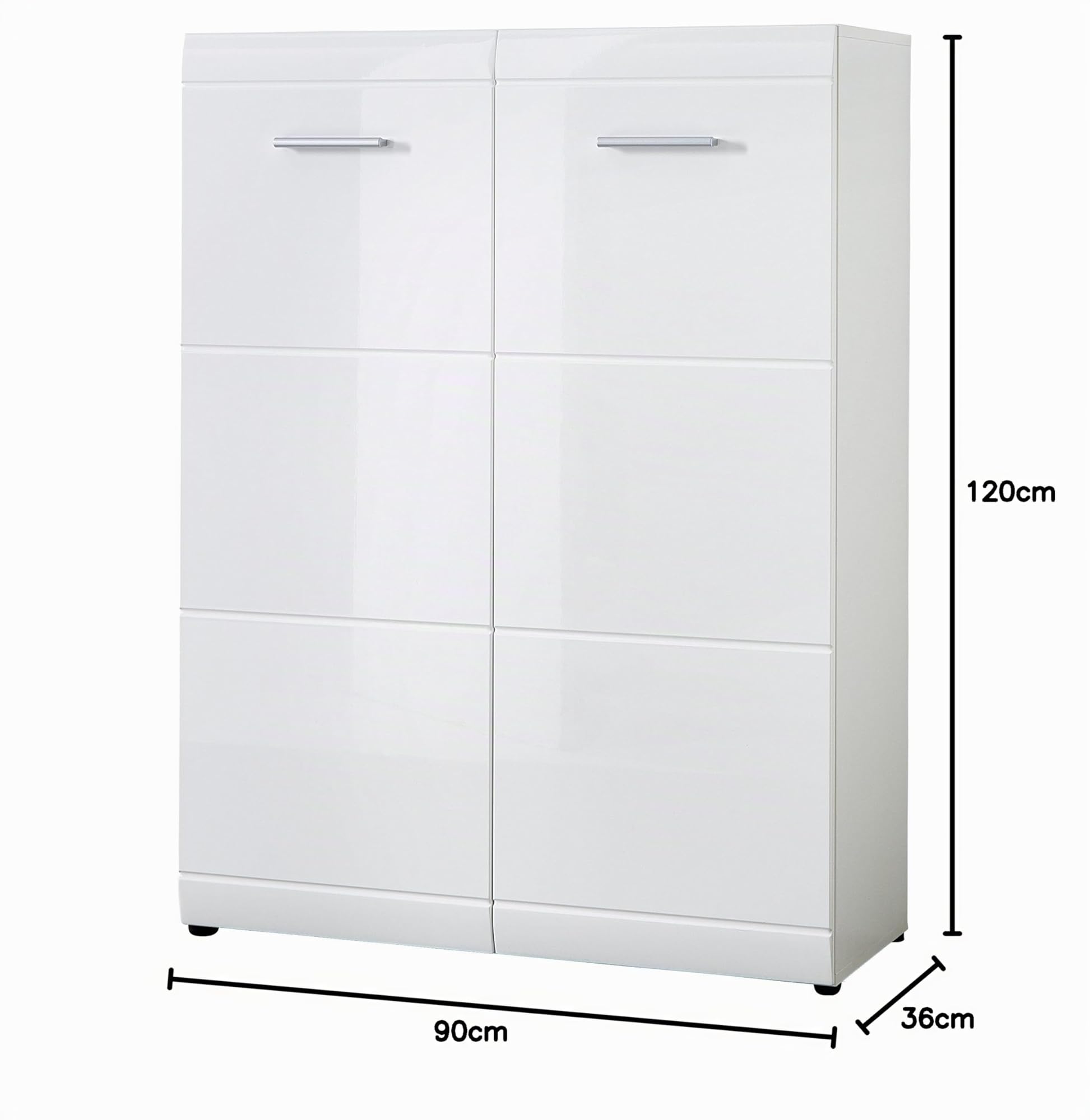 GERMANIA DIE MÖBELMACHER Meuble à Chaussures 3524-84 GW-Adana, en Blanc, façades Brillantes avec fraisage de rainures, 90 x 120 x 36 cm (l/h/p)
