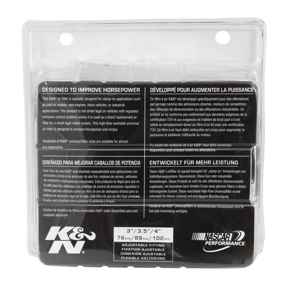 K & N rg-1001wt-l universal de filtro para cromo Coche y Moto