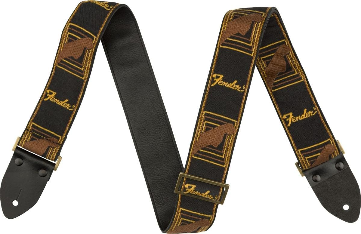 Monogrammed Strap - 2" - Black-Yellow-Brown
