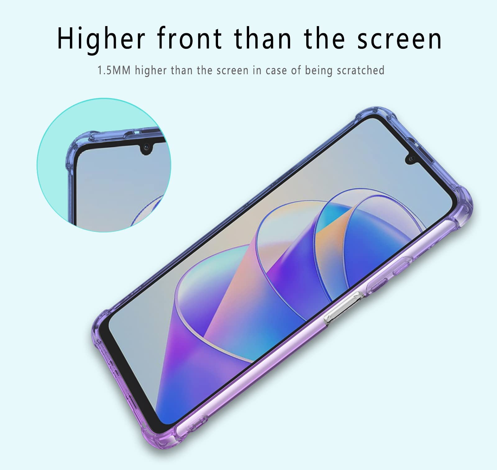 WOBURN TPU Sfumato Cover per Huawei Honor X7a Case, Custodia in Morbida Silicone TPU Anti-Graffio Antiurto Protettiva Shell Bumper (Rosa Verde