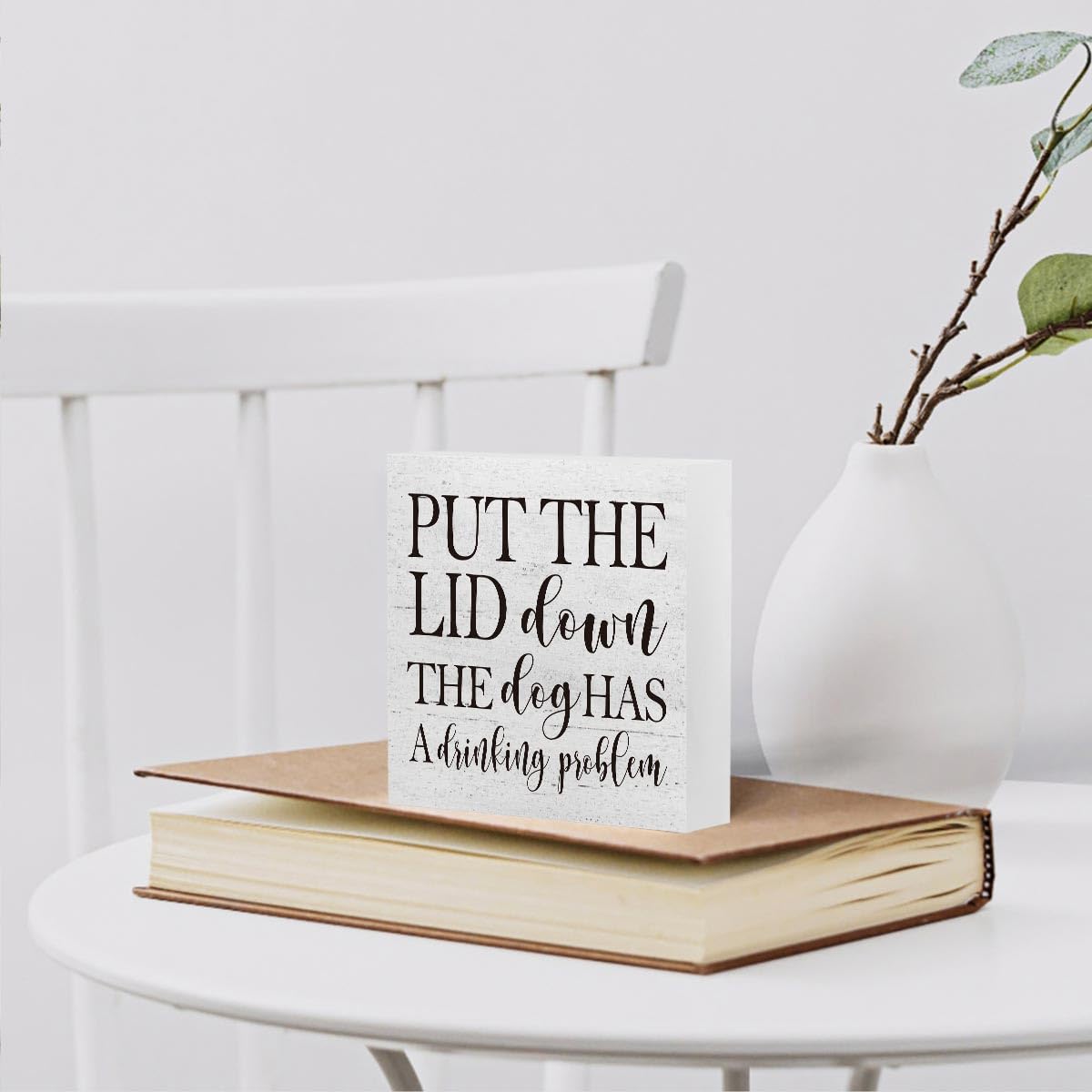 Insegna Metallica Umoristica Per Bagno EMOHAT 'Put The Lid Down The Dog Has A Drinking Problem' - 20x30 Cm, Vintage, Shabby Chic, Decorazione Parete