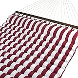 Best Choice Products Plush Quilted Double Hammock w/ Spreader Bars - Red/White
