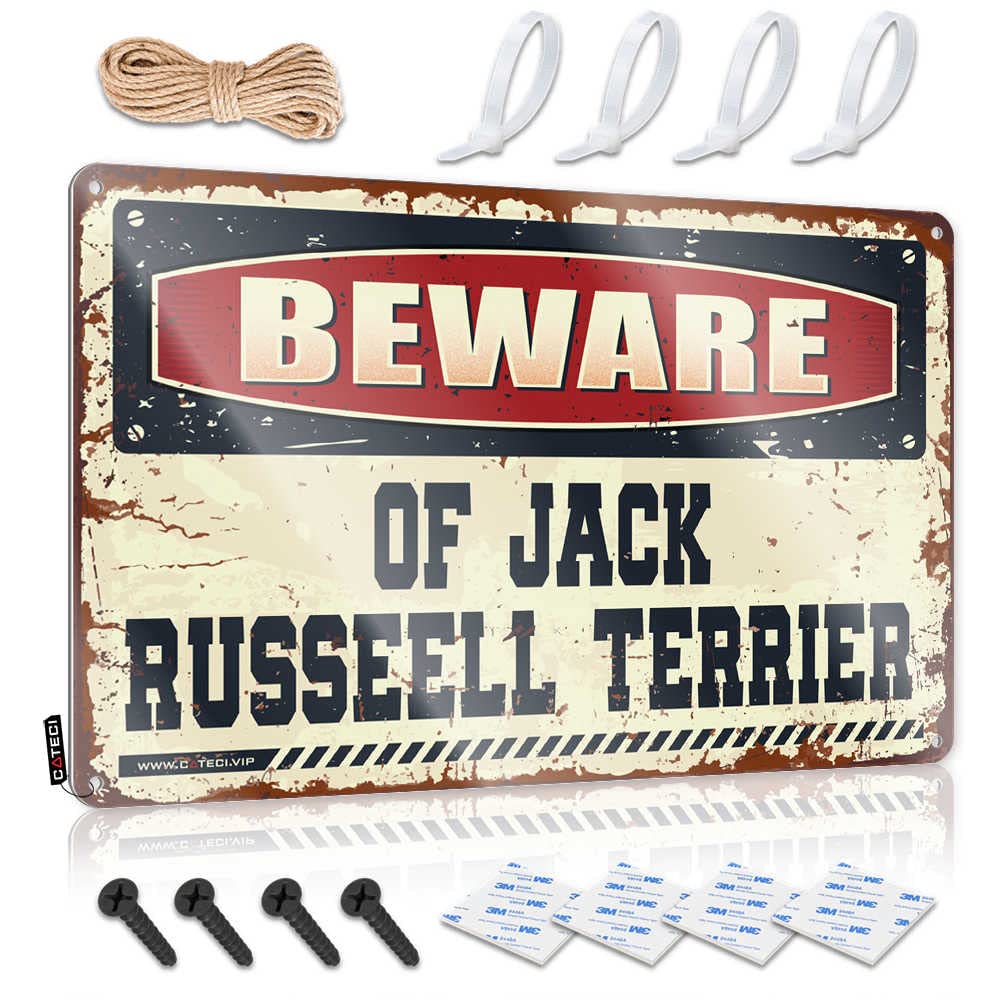 Tin Metal Decor Retro Mens Room Accessories Custom Beware Of Jack Russeell Terrier - Vintage Wall Decor For Outhouse(30X40CM)