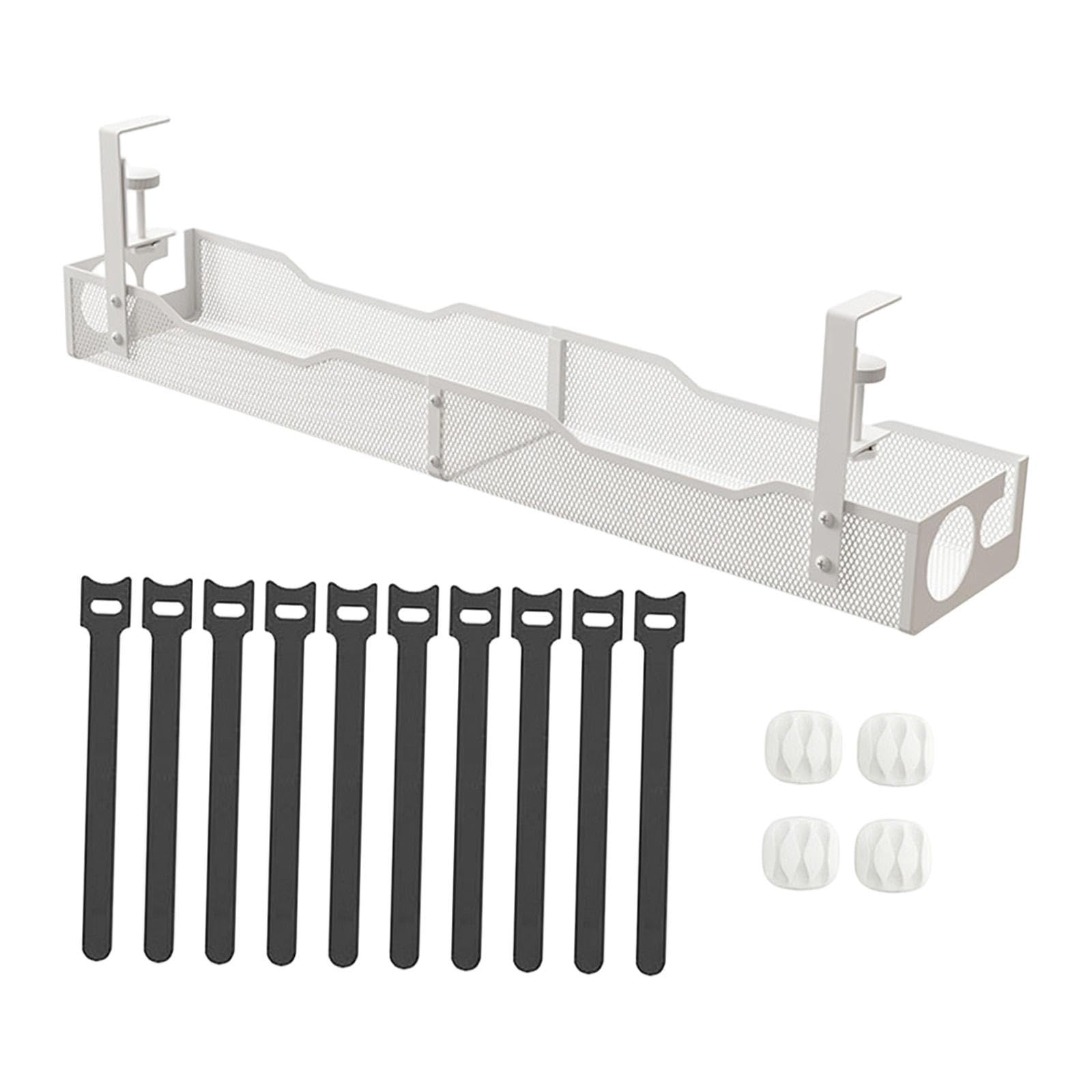 MagiDeal Goulotte de gestion des câbles sous bureau, organiseur de câbles sans endommager le bureau, goulotte à 2 trous pour bureaux assis-debout, hub USB, Blanc