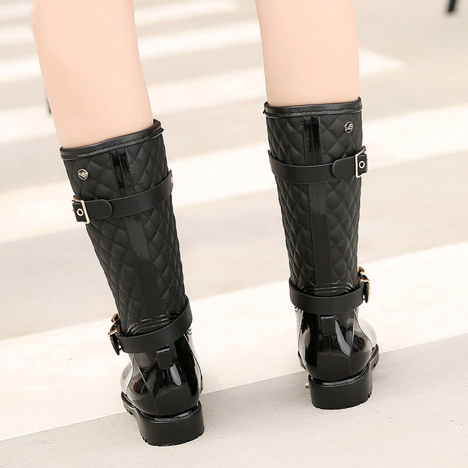 AONEGOLD Botas de Lluvia para Mujer Botas de Agua Altas Goma Botines Impermeable Antideslizante Wellington Boots Exterior Jardín Bota