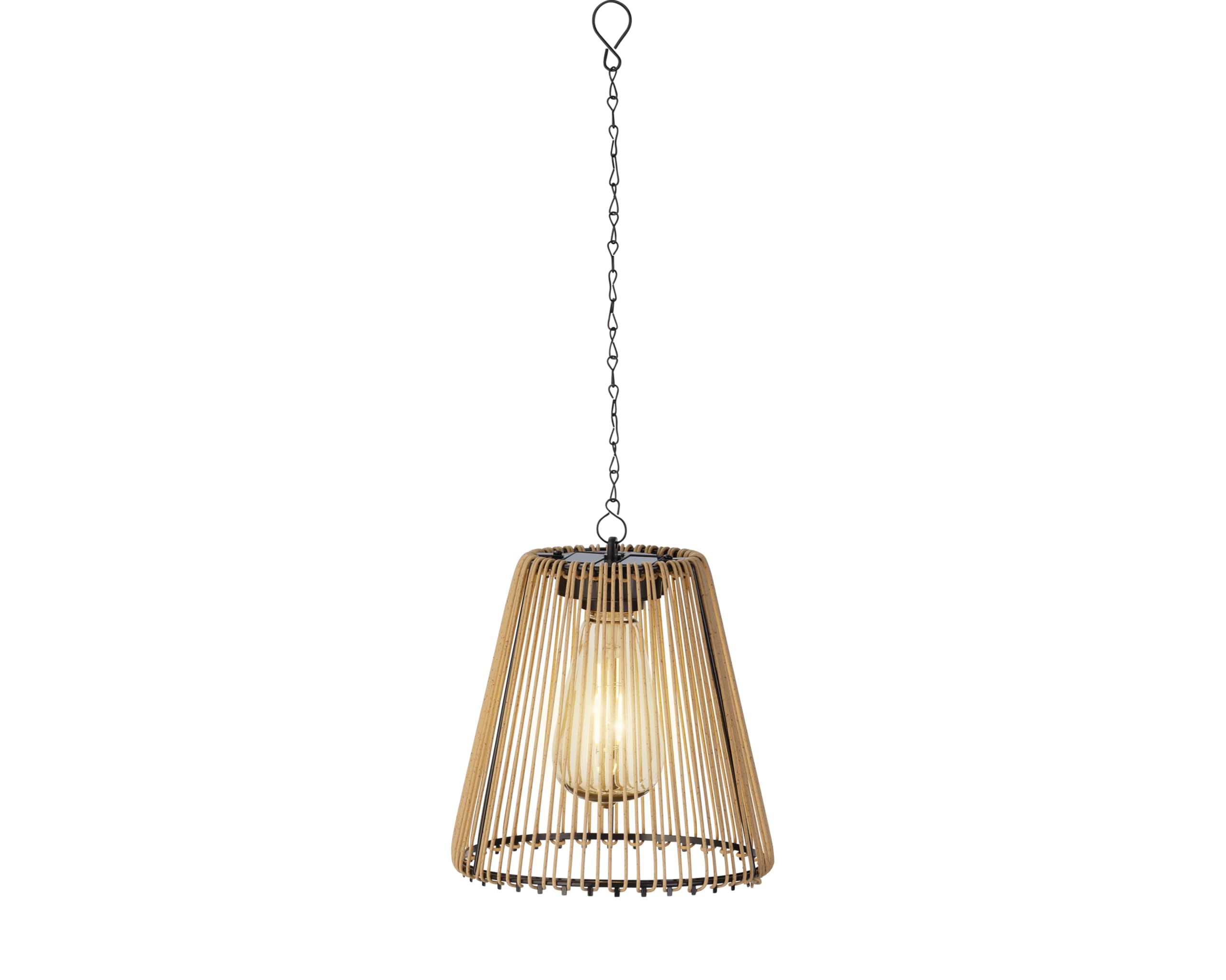 Lumineo Solar LED Hängelampe Outdoor 17,5cm Beige/Warmweiß - Solarleuchte für Garten Pendelleuchte Außenleuchte Gartenleuchte Solarlampe Deko Lampe für Terrasse Balkon Veranda Dauerbetrieb