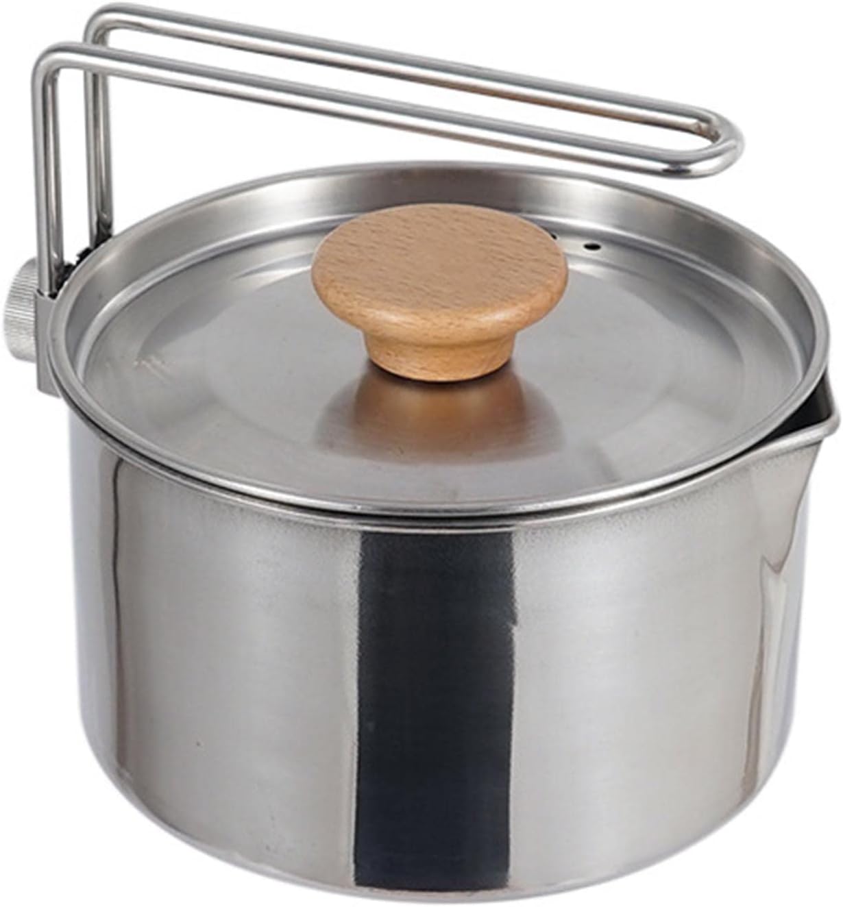 Water Camping Kettle for Gas Stove Stovetop Kettles Teakettles Hot Water Dispensers Camping Pot Teapot Coffee Outdoor Multifunction Stainless Steel Portable (Silver,1L)