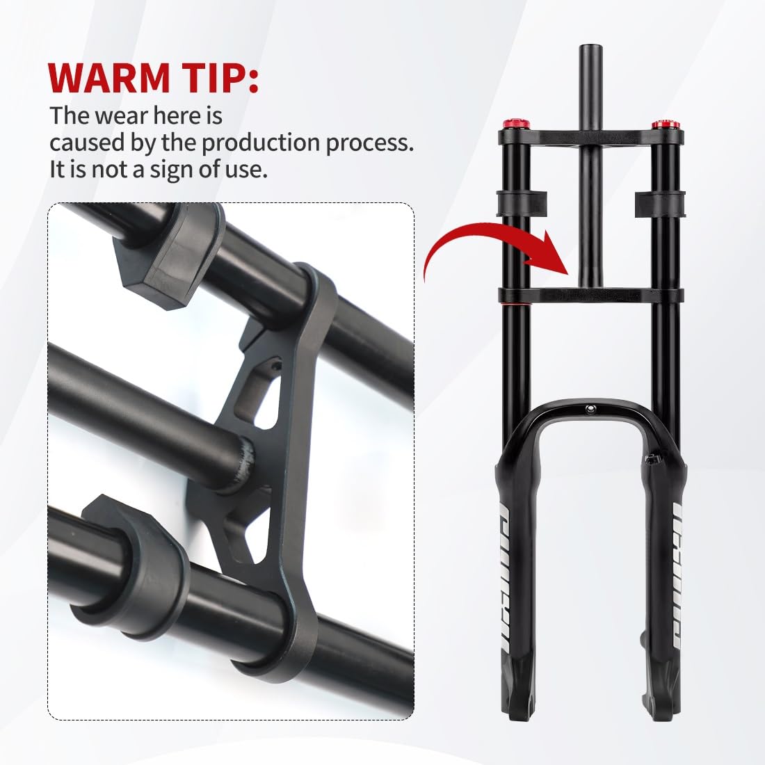 Fat Tire Forks BMX Air Suspension Fork 20x4.0 eBike Vordergabel Mountainbike Gabel Taper1-1/2 gerade 1-1/8 Zoll Scheibenbremse Reise 120 mm mit Dämpfungseinstellung QR 135 x 9 mm 2,6 kg