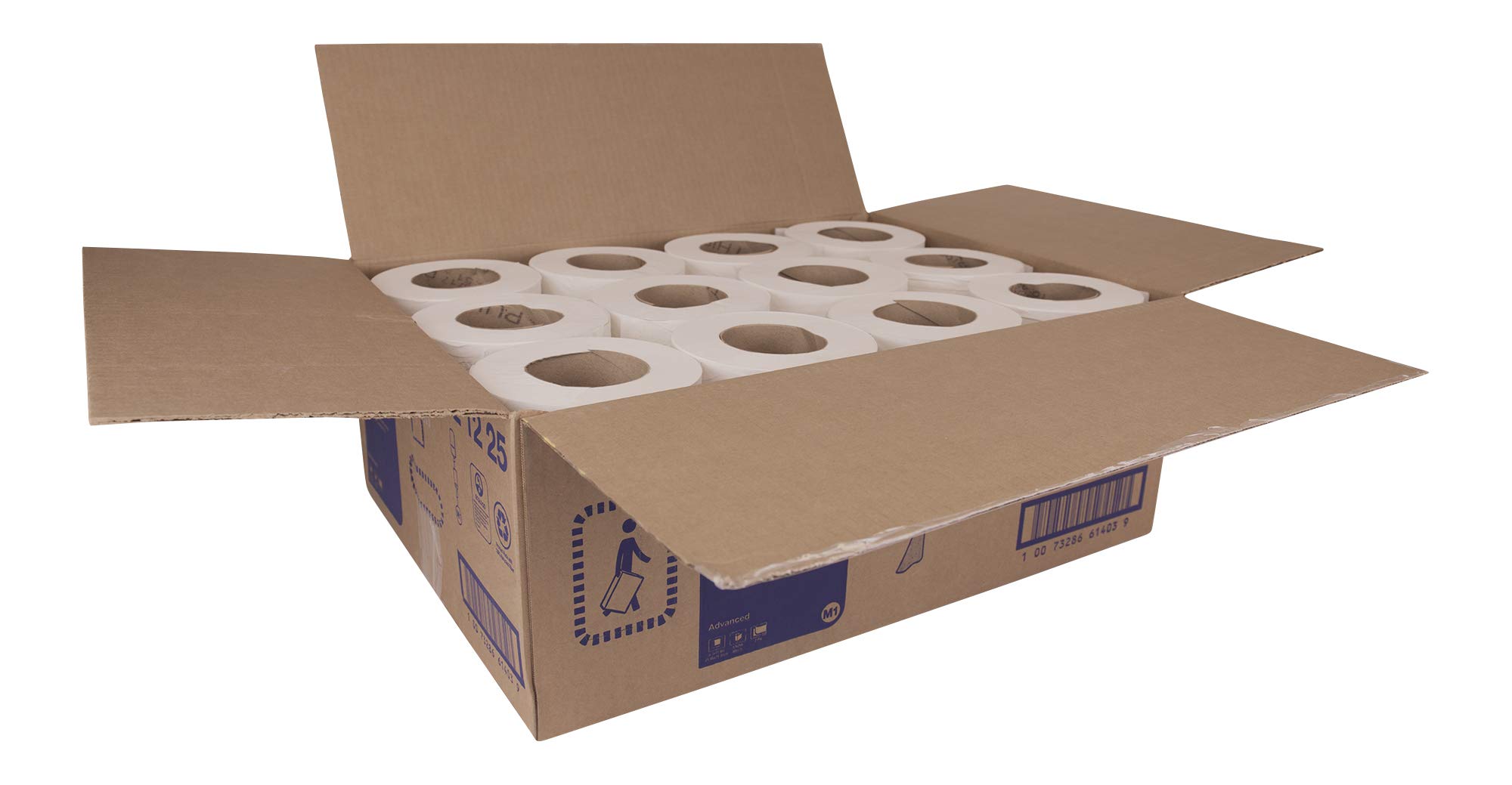 Tork Basic 121225 - Toalla de papel de alimentación central, color blanco M1, alta absorción, 12 x 266 hojas, 121225