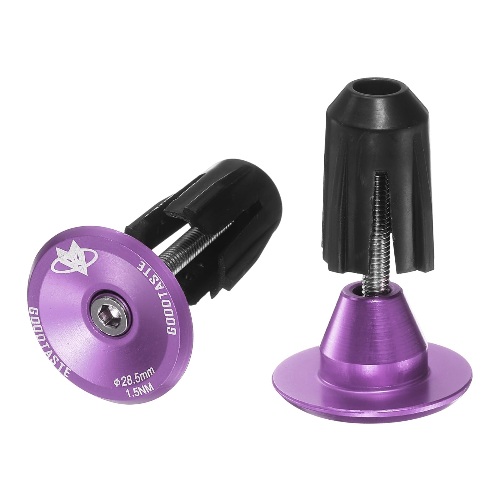 sourcing map Bar End Plugs Aluminum Handlebar End Caps Bike Plugs Expanding Locking for MTB Road BMX Fixed Gear Bike, Purple