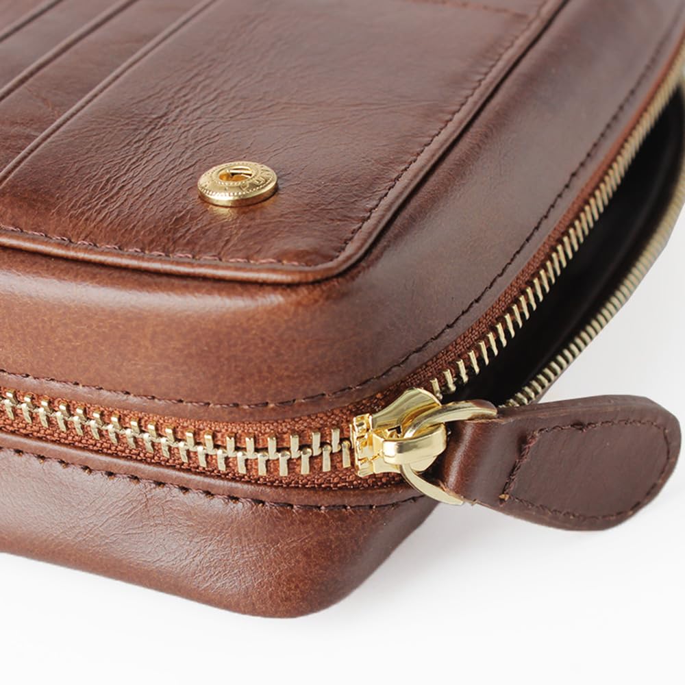 HEYSONG Funda para pasaporte de viaje de piel de vaca auténtica con bolsillo con cremallera HSFC0006