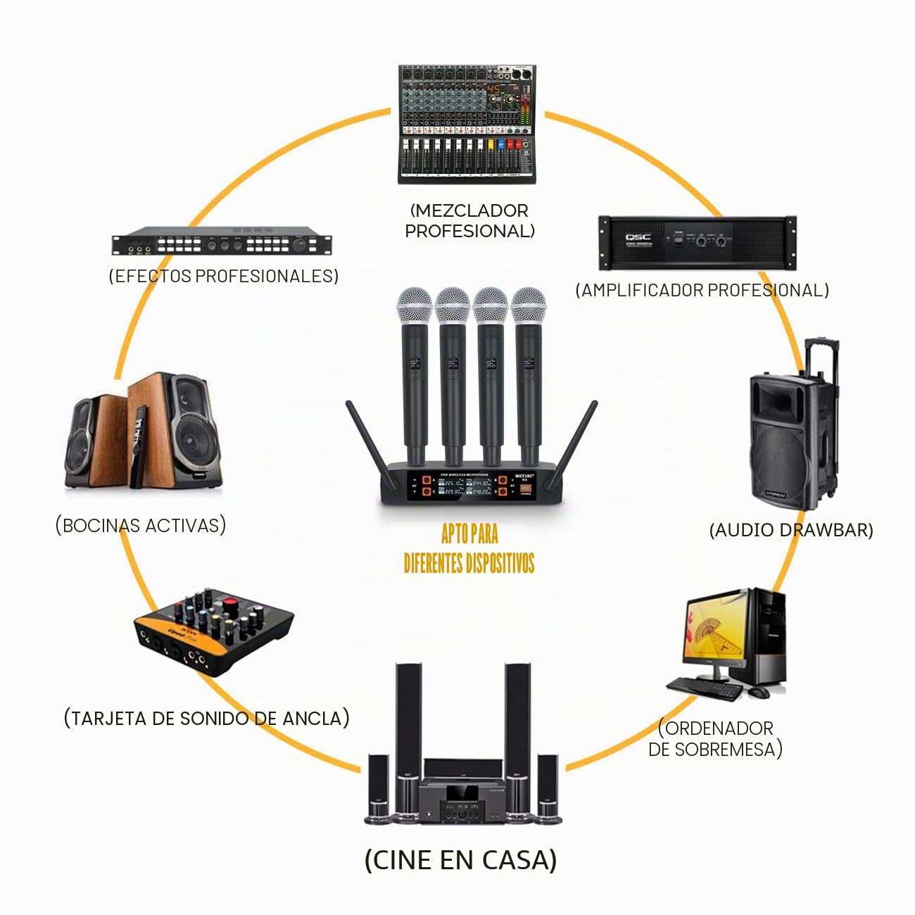 K4 4 - Micrófono inalámbrico portátil para KTV y canto en escenario (negro)