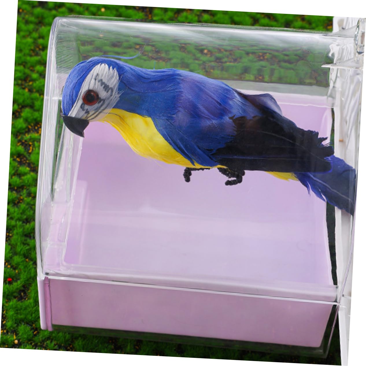 Supvox 2 Stück Vogelbadewanne zum Hängen Transparent mit Schublade Multifunktional als Vogelkäfig Duschbox für Sittiche Nymphensittiche und Kleine Papageien Baden und Füttern