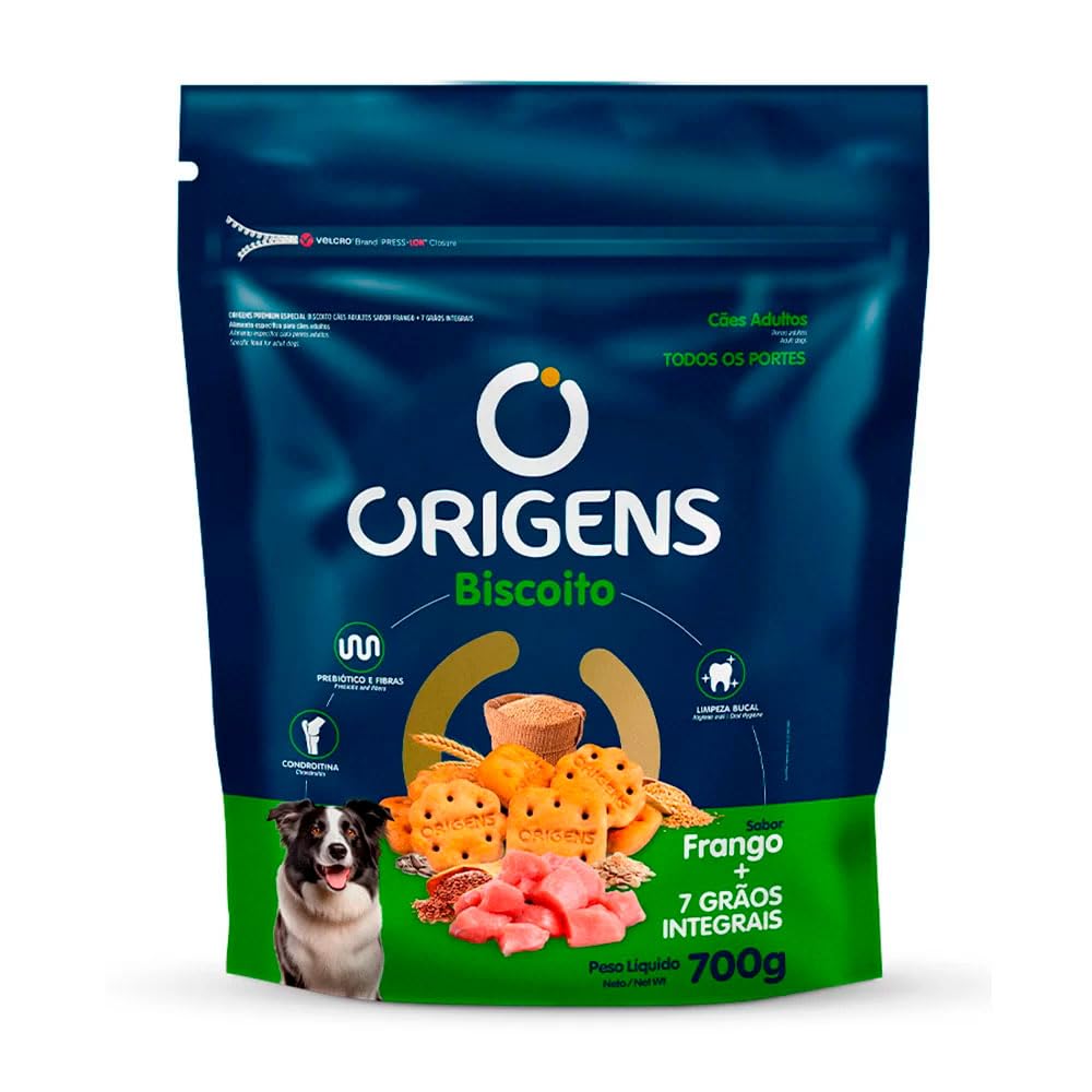 Origens Biscoito Para Cães Adultos 7 Grãos Sabor Frango 700g
