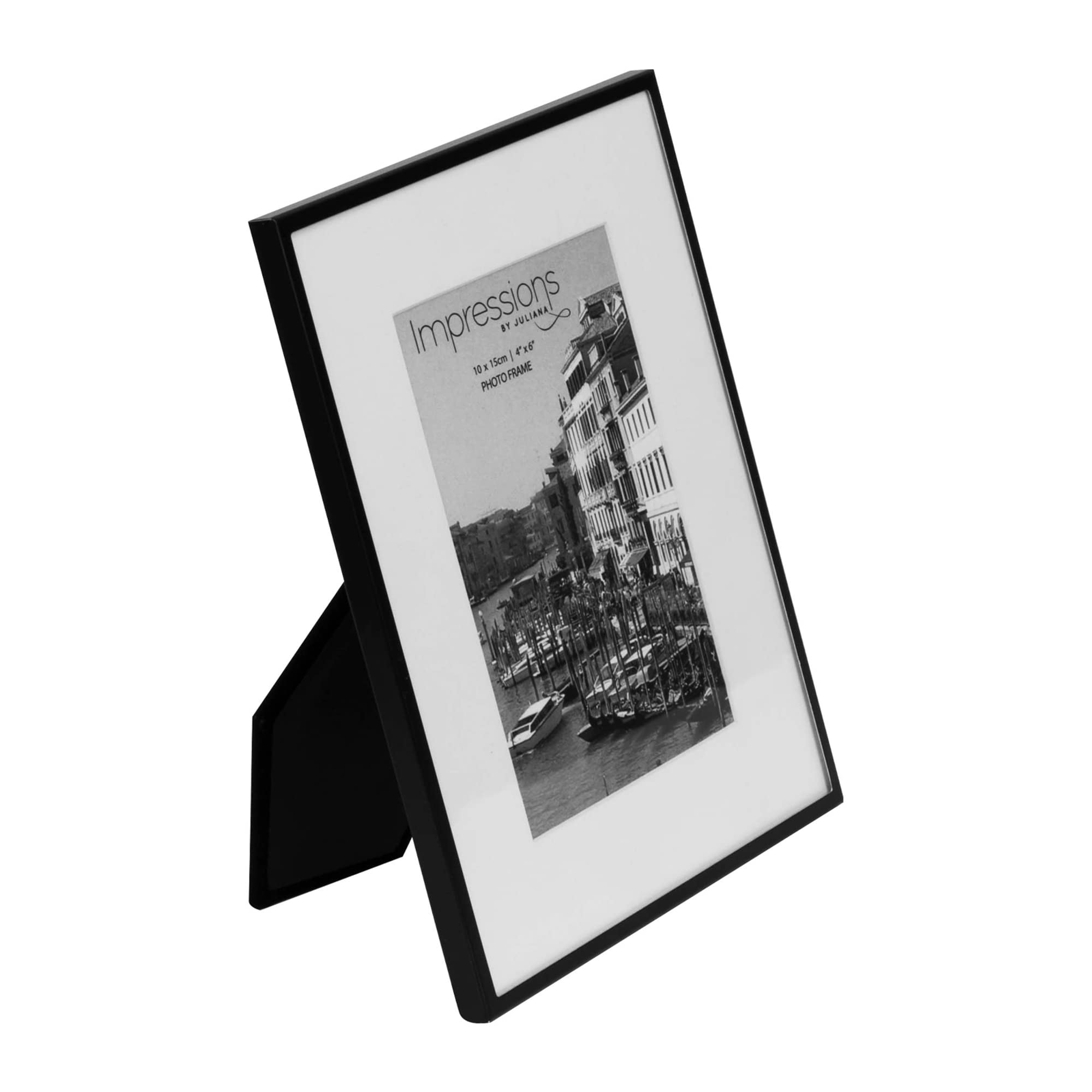 pf+a REAL GLASS Black Thin Metal Frame For 6x4 Photo - 6x4 Modern Thin Black Metal Frame