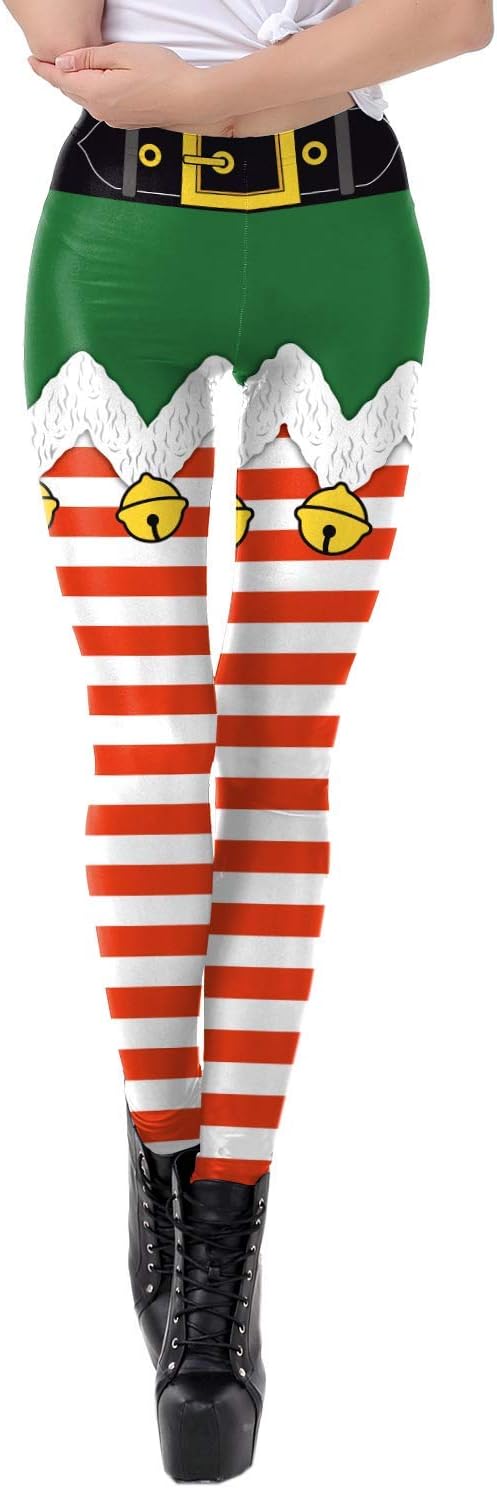 ALBIZIAWomen's Satan Cluas Ugly Christmas Xmas Leggings Funny Costume Tights