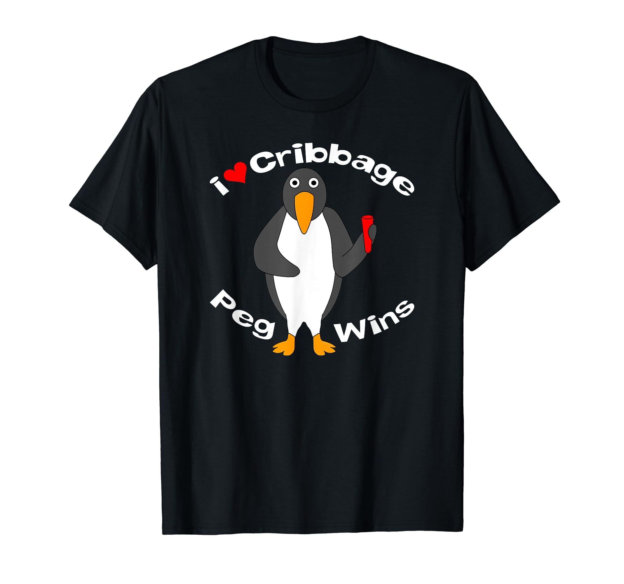 Cribbage Peg Wins White Text T-Shirt, Grey