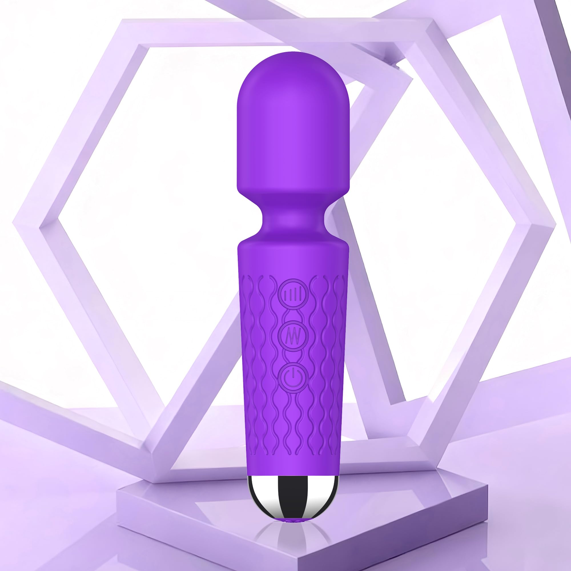 Handheld Cordless Mini Massager, Powerful Quiet with Waterproof, 20 Modes &amp; 8 Speeds Vibration for Back Neck Shoulders, Muscle Soreness Relief &amp; Recovery (Purple)
