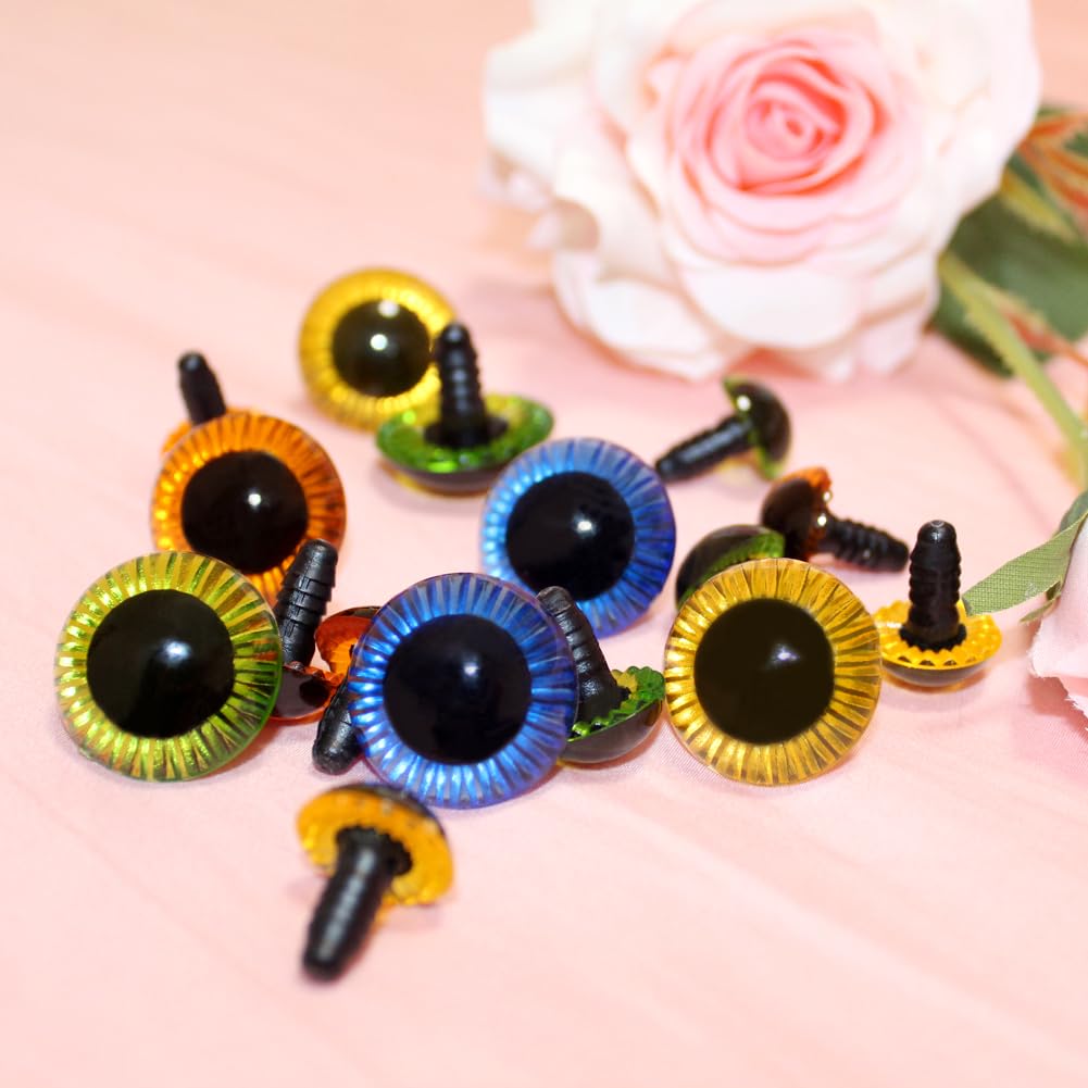 ARTCXC 50Pcs 5Size - 11/13/17/19/23MM Blue Safety Eyes Plastic Craft Eyes with Washer for Amigurumi Crochet Crafts Dolls Stuffed Animals and Teddy Bear DIY Making Supplies