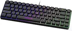 Teclado Membrana Gamer A1803, 68 Teclas com Retroiluminação RGB 7 Cores, Cabo USB 1.6m, Anti-ghosting, Ultra Responsivo e Compatível com PC, Windows, Linux, Android, iOS Preto
