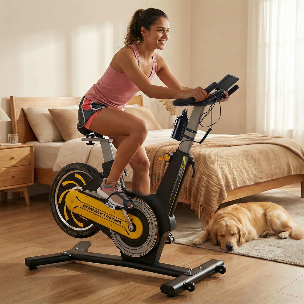 Bicicleta Ergométrica Spinning Magnética Silenciosa até 180kg | 7 Níveis de Resistência; Estrutura Reforçada; Pedais