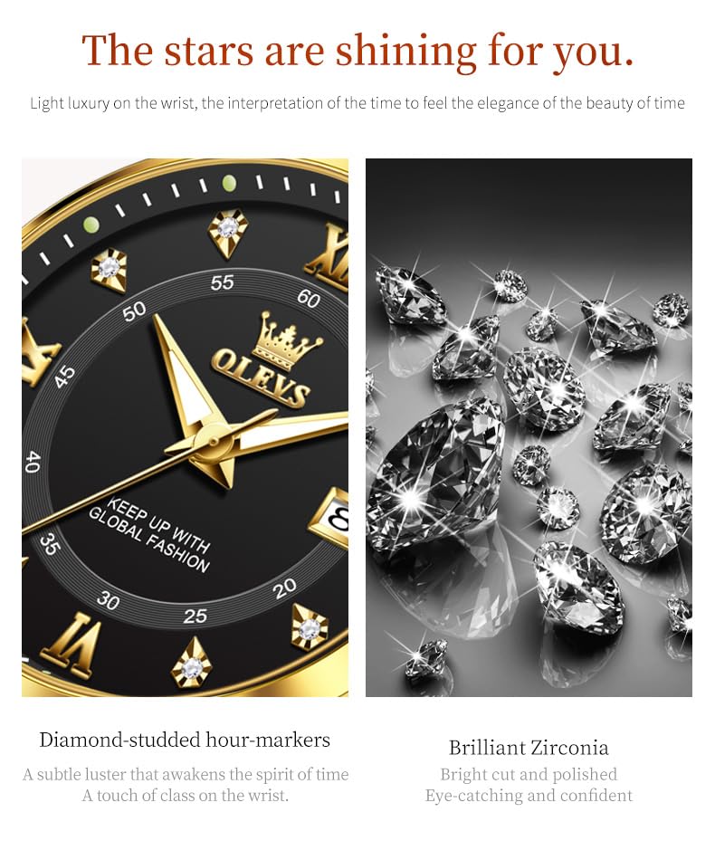 Image of OLEVS Luxury Diamond Small Female Watches - Stainless Steel Bracelet, Waterproof Business Dress Analog Luminous Date Ladies Watches