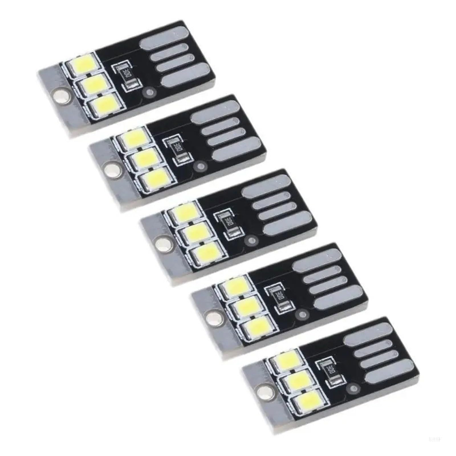 5Pcs 896F 0.2W USB LED Lampadina Book Light Pocket Card Portachiavi Night Lamp (nero)