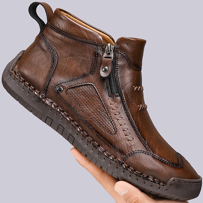 Mens Boots Casual Leather Shoes for Men Chelsea Loafers High Top Sneakers Men's Brown White Black Khaki Size
