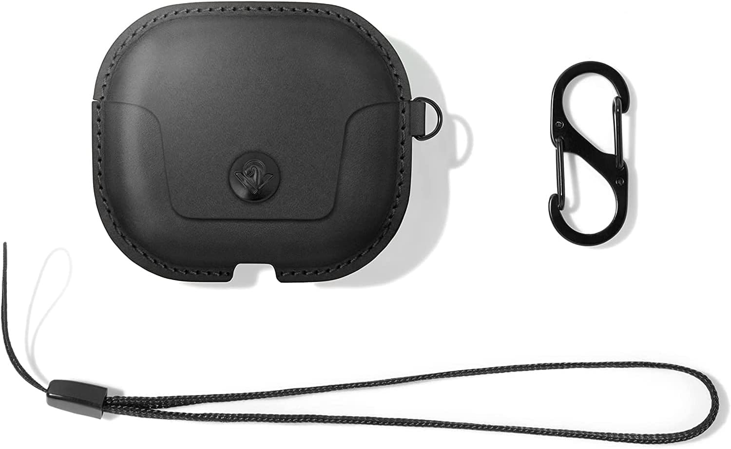 Twelve South AirSnap | Leather Protective Case/Cover with Loss Prevention Clip for AirPods & Wireless Charging Case for AirPods, Black