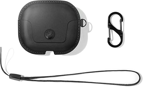 Twelve South AirSnap Gen 3 - Funda protectora de piel con clip para prevención de pérdidas y correa de transporte opcional para AirPods Gen 3, color