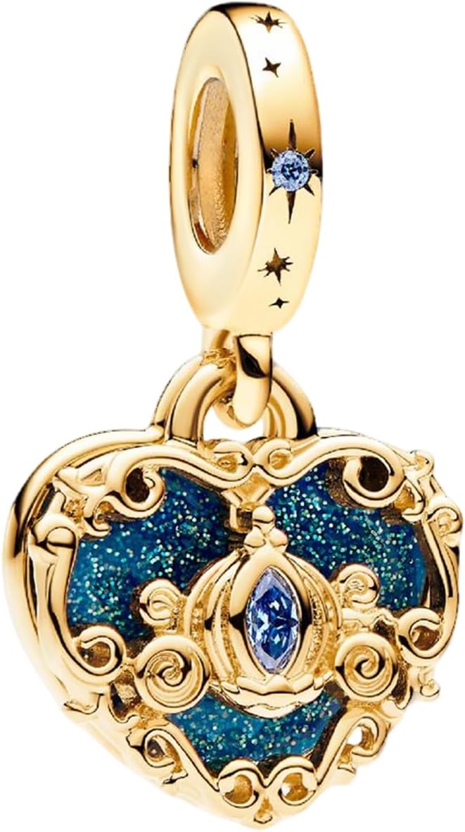 LUXILLA 925 Sterling Silver Charm Golden Family Tree Sparkling Cross Cute Dragon Charms Fits Bracelets Necklace Pendant Bead Jewelry Gift for Women Family Friends