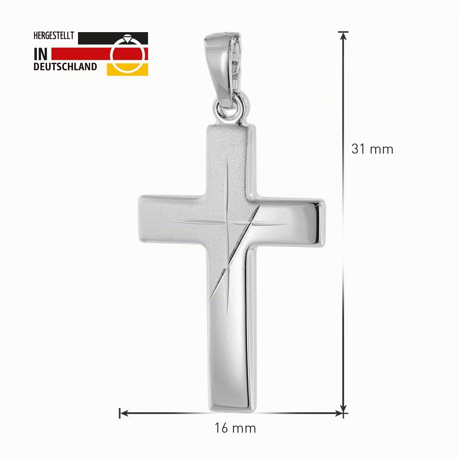 trendor Silber Herren-Halskette mit Kreuz-Anhänger 63607