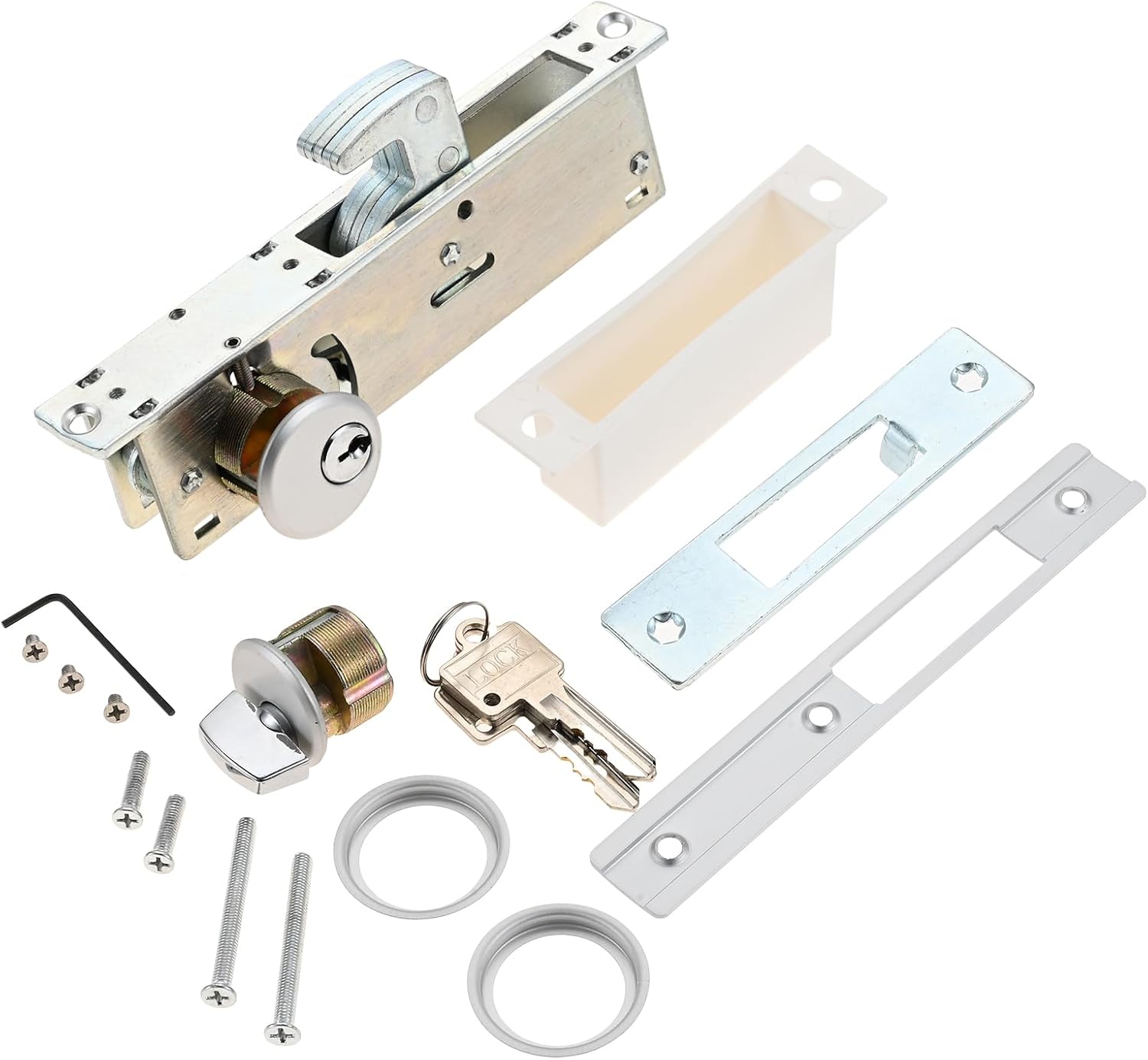 Storefront Door Mortise Hook Lock Set, 1-1/8" Backset | Commercial Door Lock with Hook Deadbolt & Solid Brass Cylinder Combo, Key & Thumb Turn, Heavy-Duty Entry Hardware