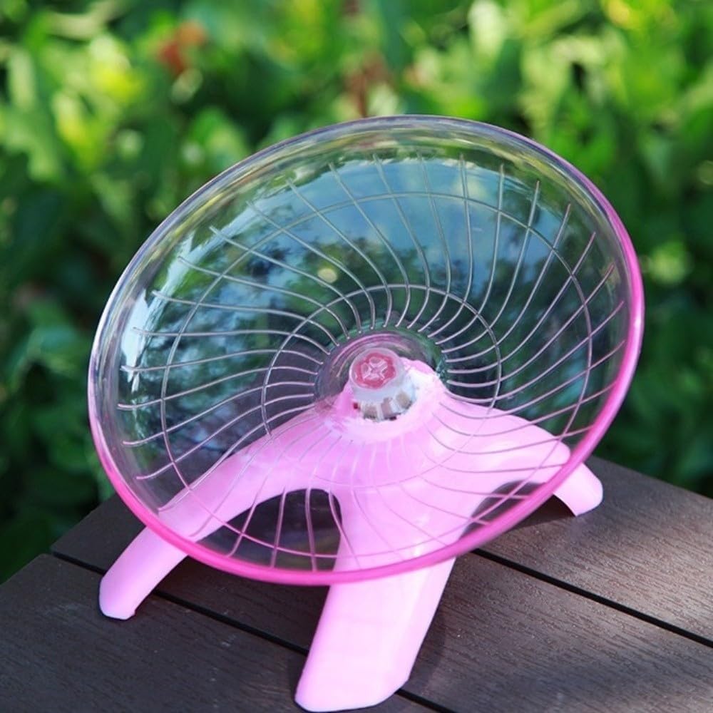 Hamster Running Wheel Quiet Operation Sport Running Toy Steel Axle Hamster Flying Wheel Pet Accessories Running Disc Toy Pet Cage Accessories(White)
