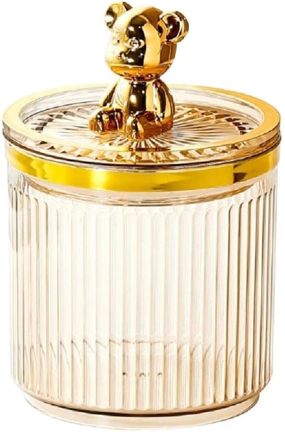 LERFOT Cute Bear Cotton Pad Holder Cotton Swab Rod Storage Box Cosmetics Jewelry Bathroom Makeup Container Lipstick Organizer makeup organizer box (Amber)