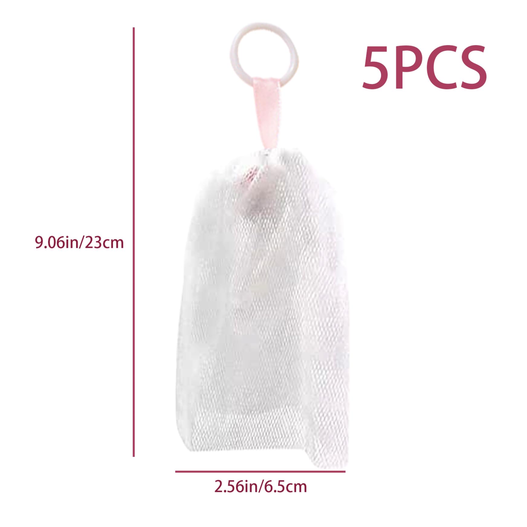 Red de espuma facial, red de espuma de 5 piezas para el lavado de cara, red de jabón suave para la piel con cuerda colgante, red de espuma de limpiador facial, malla exfoliante de espuma de burbujas