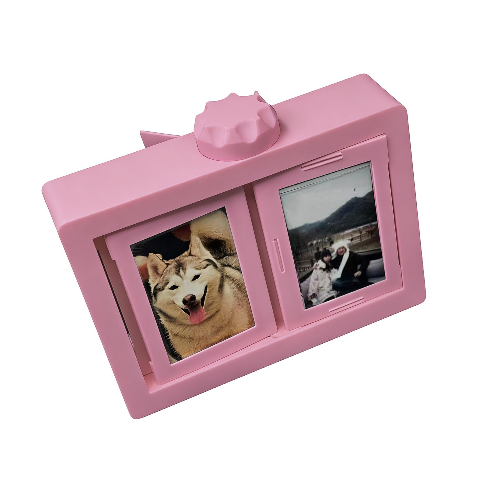 hogtnd Rotatable Picture Album 2x3Inch Holds 12 Slots Desktop Shelf Display for Giving Immediate Photo Owner