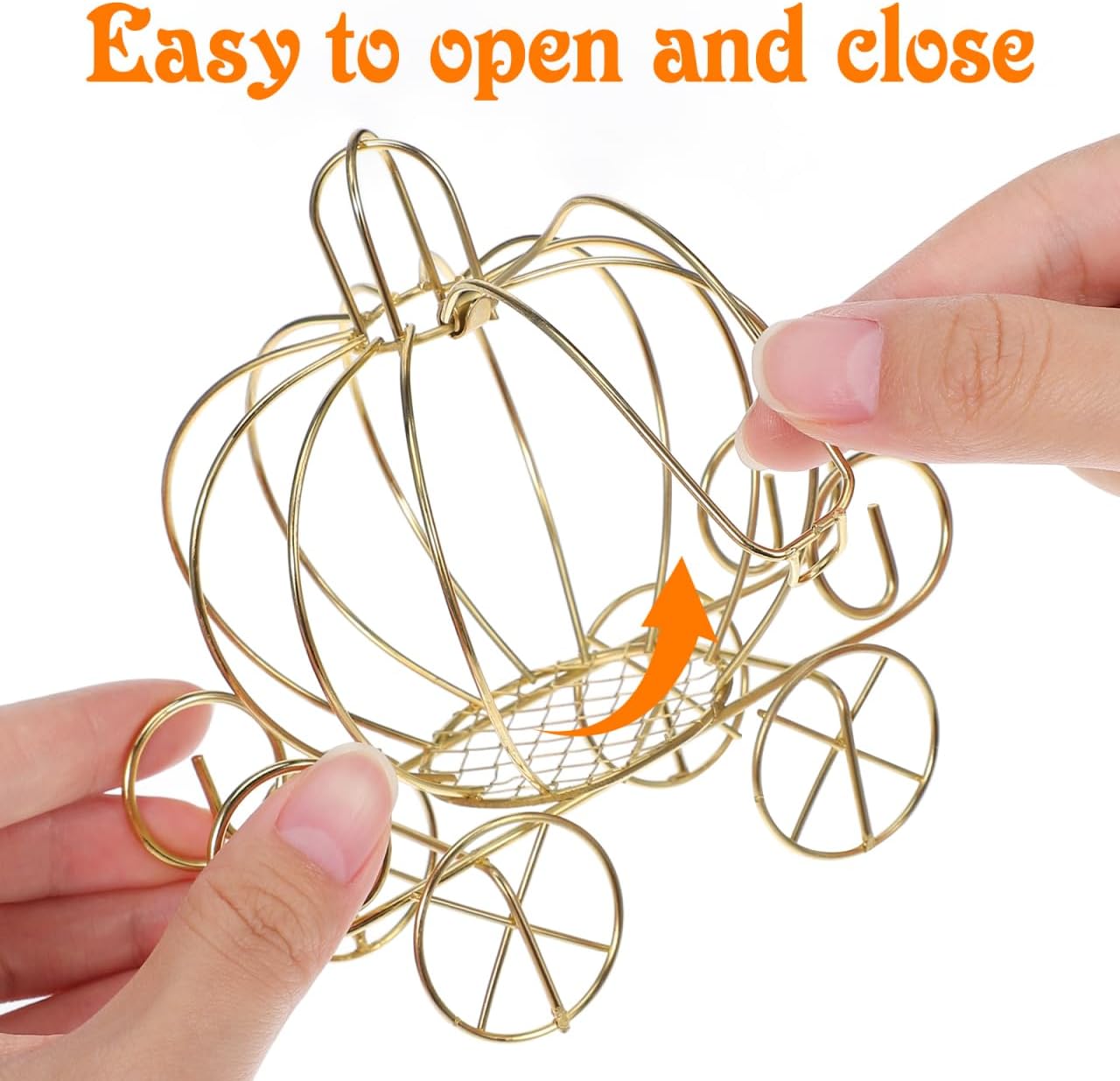 6pcs Pumpkin Carriage Decorative Metal Golden Candy Box Unique Gift Pumpkin Cart Candy Boxes for Family Halloween Weddings Birthdays Party Favors image 5