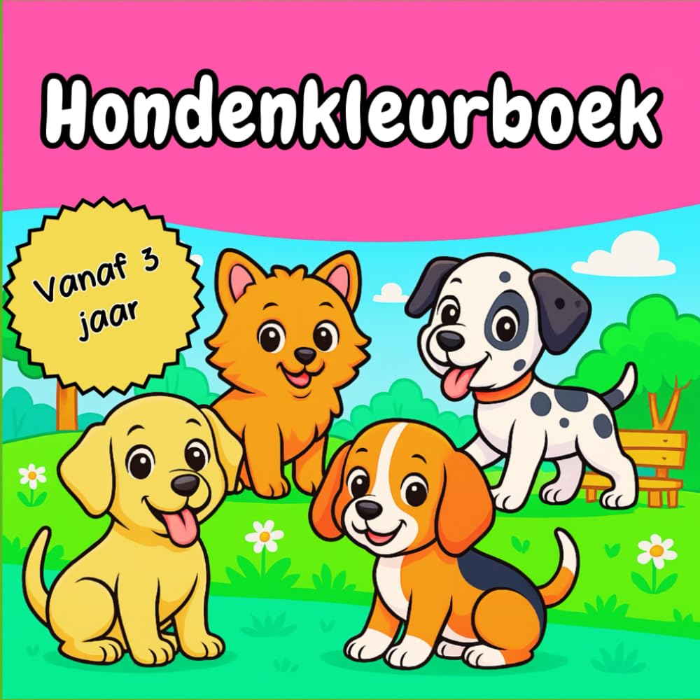 HONDEN KLEURBOEK: Schattige honden om in te kleuren – Creatieve en leerzame activiteiten voor kinderen vanaf 3 jaar