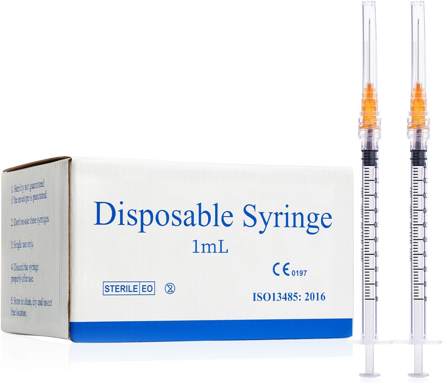 1ml 25G 1inch Syringe with Needle, Sterile Disposable Packaging. (100)